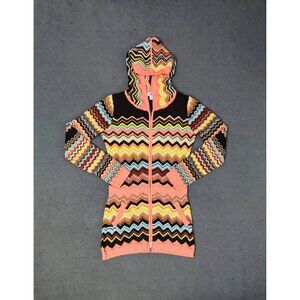 Missoni Target Cardigan Sweater Teen/Sz (XL) Brown Peach Hooded Pocket Aztec